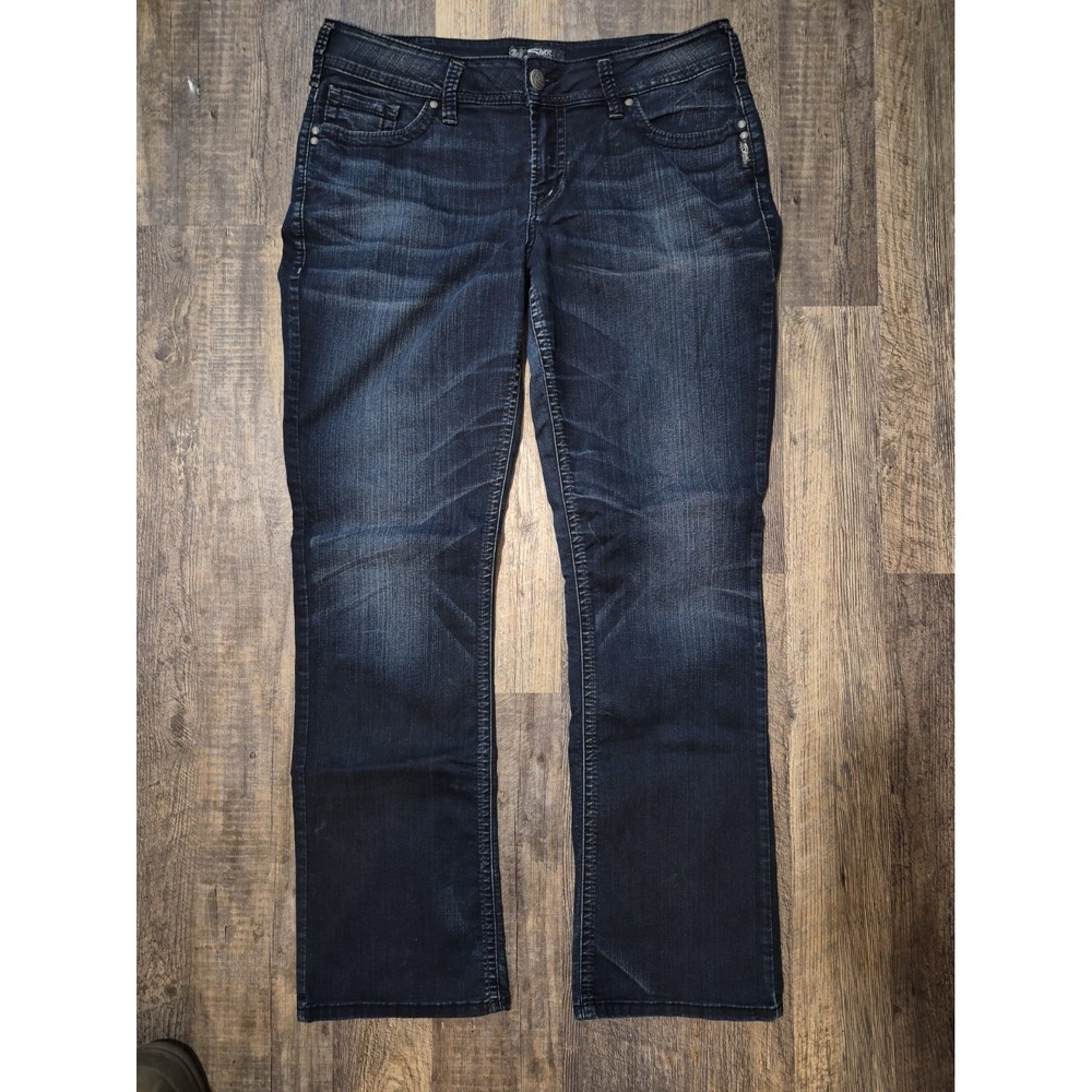 Silver Jeans Co Suki Mid Slim Boot Dark Wash Denim Jeans 16/33 Super Stretch
